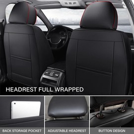 KSJH Car Seat Cover Fit 98% of Subaru 2000-2025,Premium Nappa Leather Breathable Waterproof Sports Seat Cover,Easy to Install Automotive Seat Covers Full Set（Black & RED LINE）