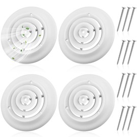 Therwen 4 Pieces 6 Inch Round Vent Cover, Ceiling Diffuser White HVAC Vent Duct Cover Replacement with Screws to Install, Fitting in 6 Inch Duct, Outer Dimensions: 9-15/16"