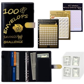 100 Envelopes Money Saving Challenge,Savings Challenges Book with Envelopes，Money Saving Budget A5 Binder with Cash Envelopes for Budgeting，libro de ahorro de dinero de 100-30 - 365 dias 5000 dolares