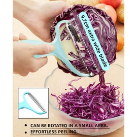 MOANLMY egetable,Potato,Fruit peeler cabbage cutting machine shredded kitchen stainless steel peeling knife gadget shredded cabbage Coleslaw, a must-have tool for western restaurants(Blue)