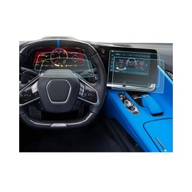 2022-2025 Chevy Corvette Screen Protector - For Corvette (1LT/2LT/3LT) 12" Navi+12" Dash Touchscreen Film, 2025 Corvette Accessories 9H Tempered Glass Infortainment Cover Anti-Fingerprints Scratch