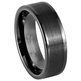 Jewelry Avalanche Gunmetal Pipe Cut Tungsten Ring Men's Dark Gray Tungsten Carbide Wedding Band Anniversary Ring - 978GMs11