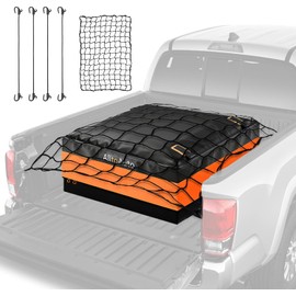 [All-in-One Bundle] 26 CuFt Waterproof Truck Bed Cargo Bag with Heavy Duty Cargo Net, Storm-Proof Pickup Luggage Carrier (50"x40"x22"), Fits All Pickups, Includes Storage Bag & Bungee Net