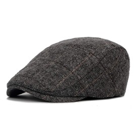 heekpek Berets Flat Cap Hat Duckbill Hat Driving Cap Newsboy Cap Unisex Adjustable Cotton Woolen Cap for Men Women Summer Winter Outdoor British Style Golf Cap (#Dark Grey)