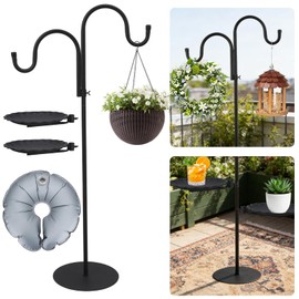 Ribgwo Upgraded 74" Shepherd's Hook Stand plant，Bird Feeder，Wind Chime Hanger Stand, Waterproof Metal & Adjustable-Height Standing Pole Holder for Lantern and Wreath, Indoor & Outdoor