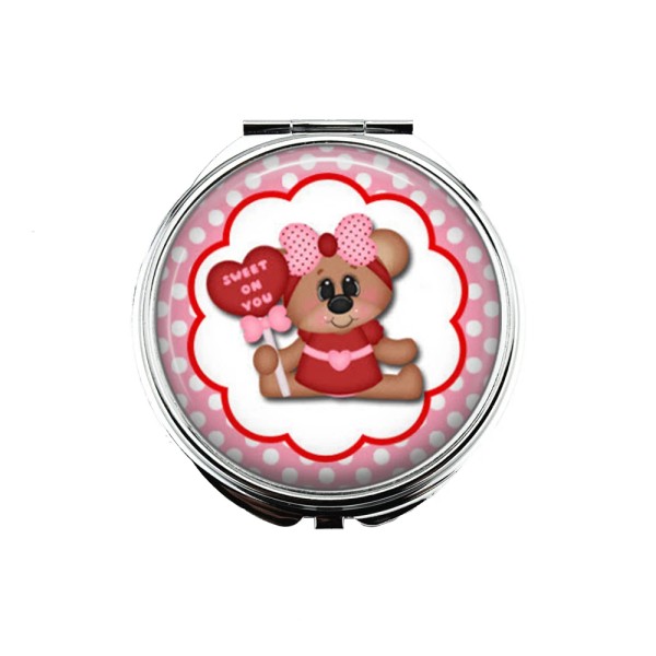 Mirror 1 Valentine Day Portable Makeup Compact Double Magnifying Mirror