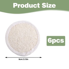 Wjelet 6 Pack Natural Loofah Exfoliating Sponge Face Wash Pads - Cleansing & Exfoliating Loofah Facial Pad, Body Skin Bath Back Scrubber Luffa, Biodegradable Shower Sponges for Women Men