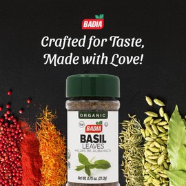 Badia Organic Basil Leaves, 0.75 oz – Dried Basil for Cooking, Seasoning & Sauces