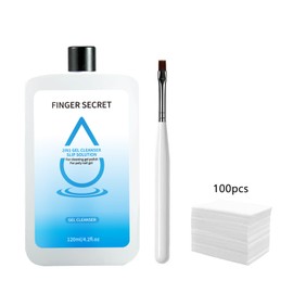 Finger Secret 2in1 Slip Solution Kit For Poly Gel 120ml With Nail Brush Poly Set Professional Gel Cleanser for UV & LED Gels.Ideal for DIY Beginners and Nail Salon