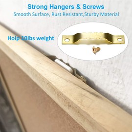 YHYZ Sawtooth Picture Frame Hangers Set with Screws, Sawtooth Photo Frames Holder + Screw + Screwdriver, for Painting Photos Artwork Clock Home Decoration (Gold (50 Sets))