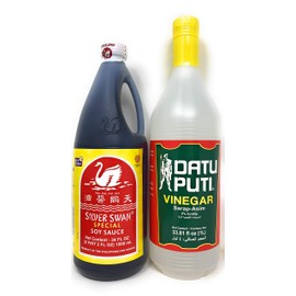 Filipino Datu Puti Vinegar 1000ml and Silver Swan Soy Sauce 1000ml Bundle