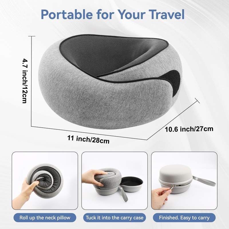 VOOMIKON Neck Pillow Airplane, Travel Pillows for Airplanes, Memory Foam