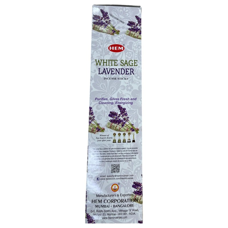 1X Hem White Sage Lavender Incense Sticks - Sabio Blanco