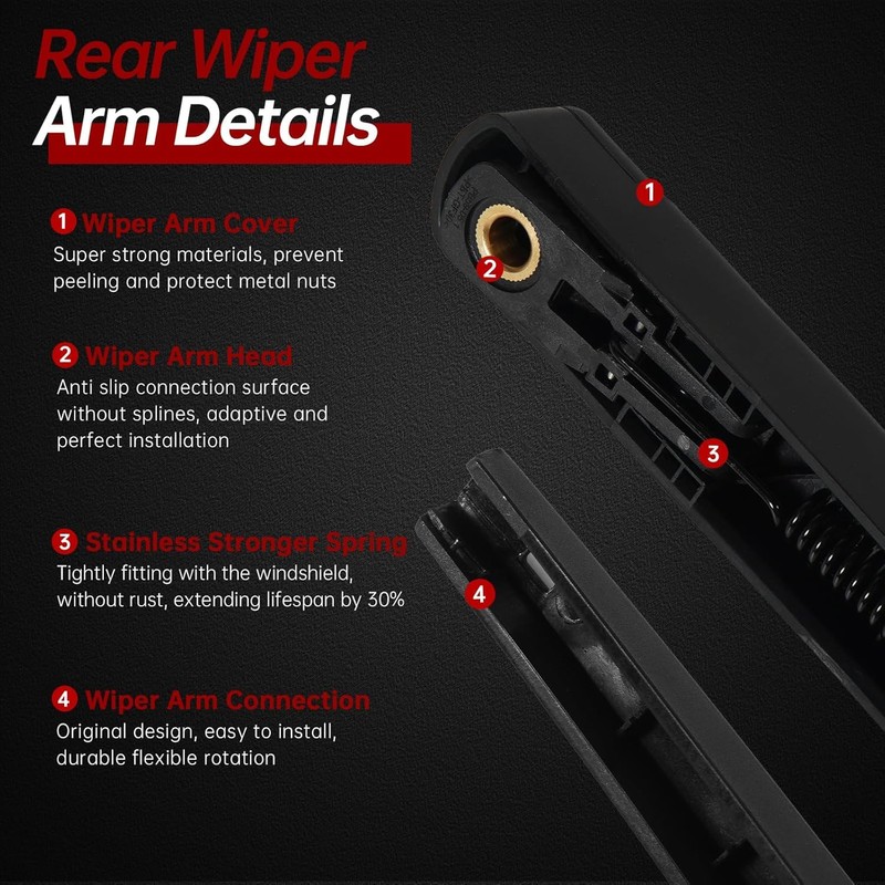 OTUAYAUTO Rear Windshield Wiper Arm Blade Set - Replacement for
