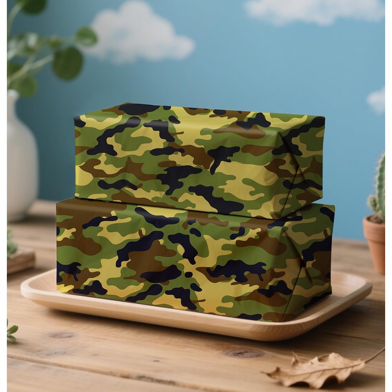 AVXINSOK Camo Wrapping Paper 6 Sheets 27.5 x 19.7 Inch