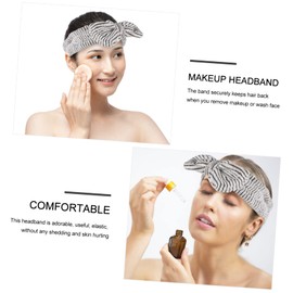 Baluue Beauty Facial Headband Striped Bow Hair Band for Makeup Spa and Shower Activities Elastic and Comfortable Face Wash Accessory for Women