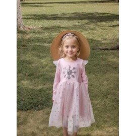 Flenwgo Toddler Girls Long Sleeve Autumn Spring Dress Casual Outfits Party Tutu Dress Sparkle Snowflake-Pink 6 Years