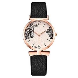 LIWEARE Women's Watch Women's Fashion Quartz Watch PU Leather Strap Simple Casual Wrist Watch for Women Girls, black, Strap.