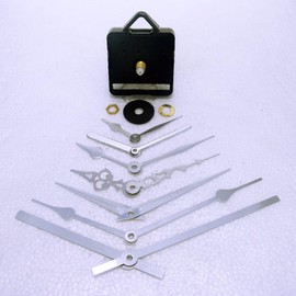 New Replacement Sweep (Non Ticking Quiet) Quartz Clock Movement Mechanism Motor with Silver Hour Minute Second Hands - DIY - Fittings - (Medium- 17.5mm Total Spindle Length) (119 Baton Hands)