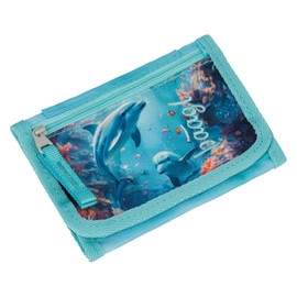 Baagl Children's Neck Pouch - Wallet for Boys - Purse, Mini Purse, Change Coin Purse, Dolphin, Casual