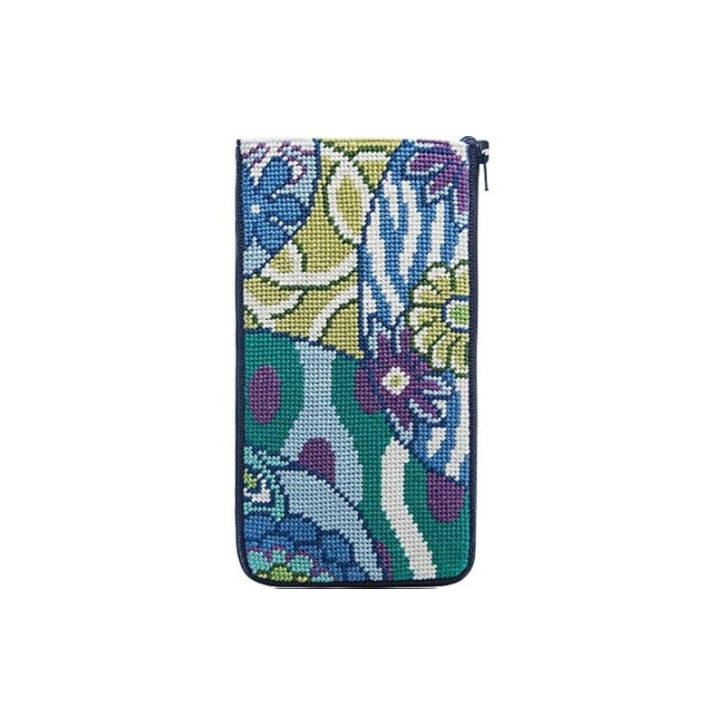 Stitch & Zip Eyeglass Case Needlepoint Kit- Imari Abstract