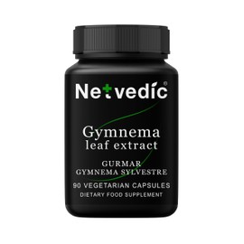Netvedic Gymnema Sylvestre Leaf Extract Capsules | 90 Veg Caps 400mg | Meshashringi Gurmar | Natural Sugar-Metabolism Pancreatic Support | Non-GMO Gluten Free | Ayurvedic Supplement | 45 Days Supply