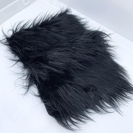 Shaggy Plush Faux Fur Fabric Precut Strips Fluffy Fuzzy Craft Fur for Gnomes Beard Hair Cosplay Costume Dwarf Decoration (Black, 2x60 inch)