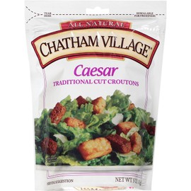 Chatham Village Homestyle Caesar Croutons, Garlic and Butter Flavored, 5-Ounce Bags (Pack of 12)