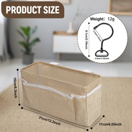 Feoqibu Bedside Caddy, bedside organizer, Hanging Organizers, Storage Bags with Self-adhesive on The Back to Hang Over Beds for Headboards, Bunk Bed, Automotive Seat Back Organizers (Beige)