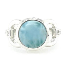 Natural Dominican Larimar 925 Solid Sterling Silver Engagement Ring Size 6, 7, 8, 9