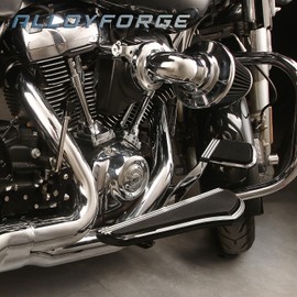 Black CNC Street Glide Defiance Rider Footboard with brake pedal cover for touring road glide roadking FLHX FLHR FLTR FLHT Softail Slim Special FLHXS from 1980 to 2024 (Edge Cut)