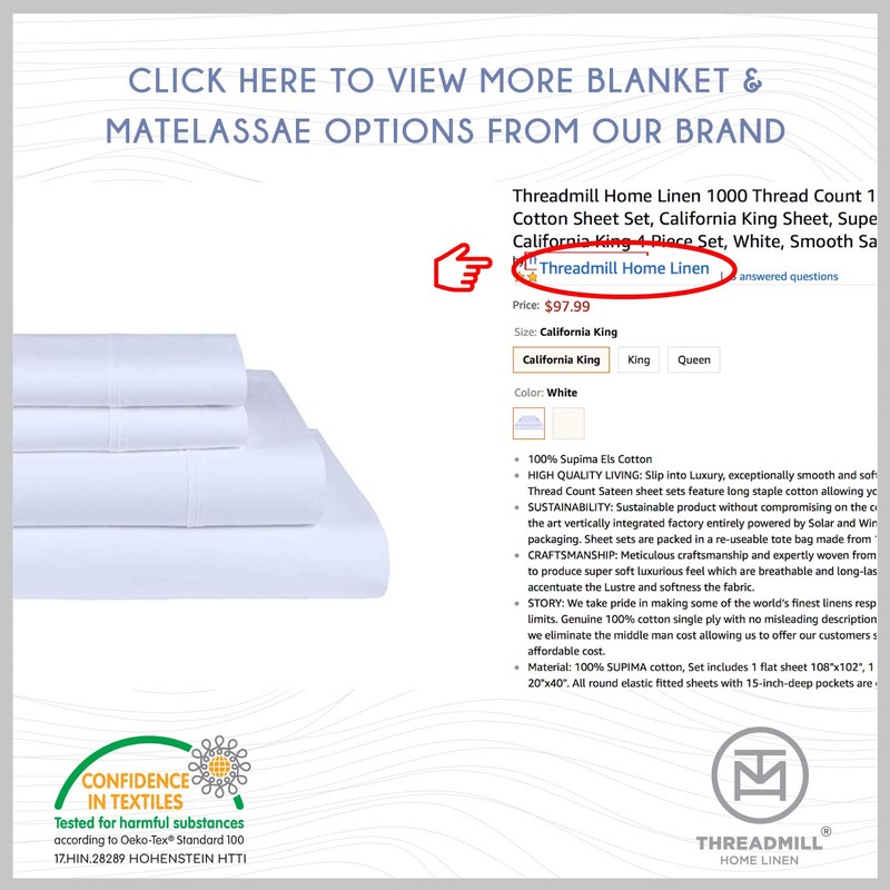 Threadmill King Size Cotton Pillowcases Set - 100% Long Staple