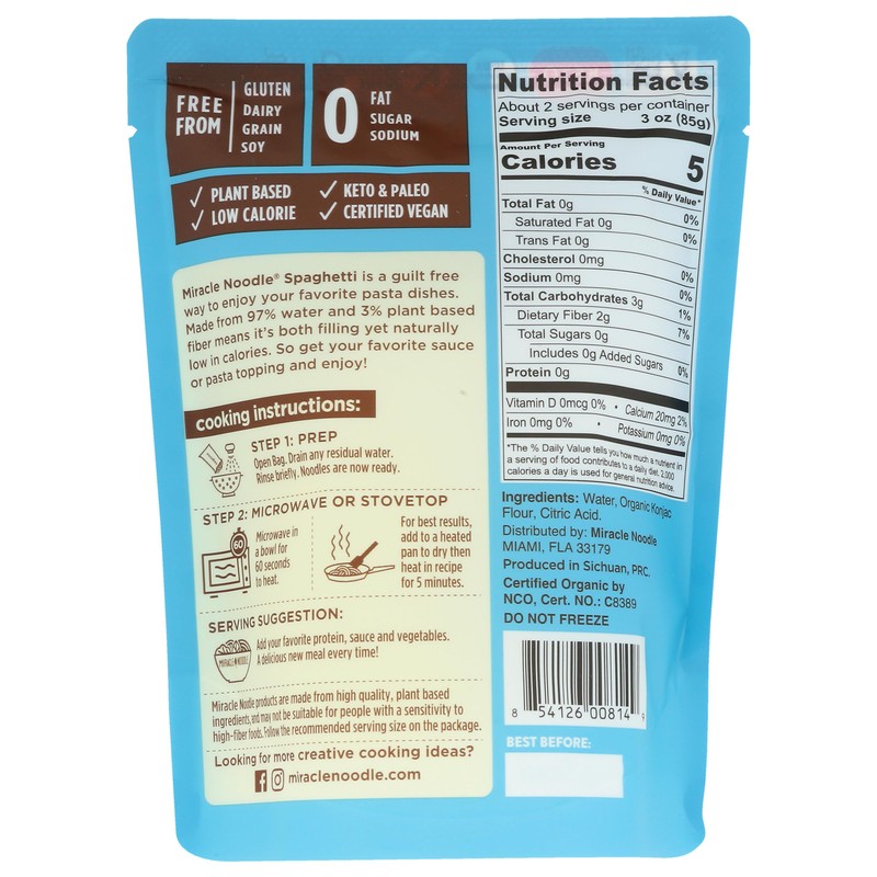 Miracle Noodle Noodles Rte Spagueti Org 7 OZ