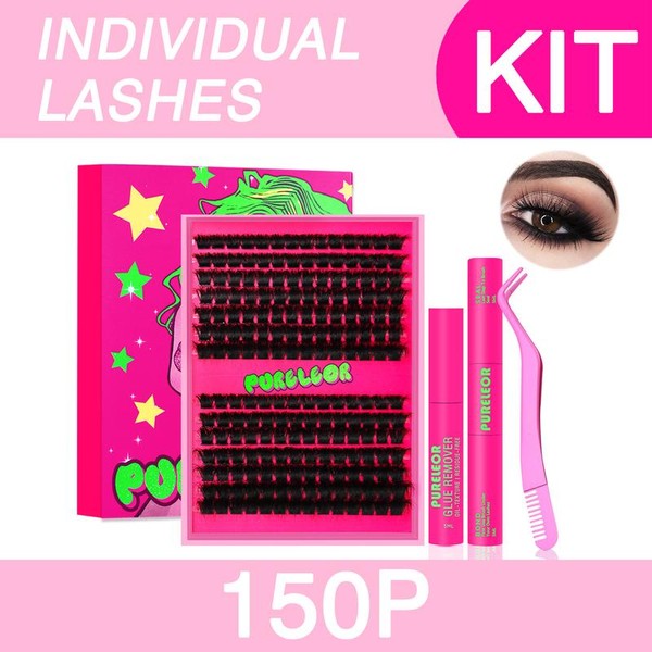 PURELEOR Lash Clusters Kit Fluffy 50D 80D 100D 150D Individual