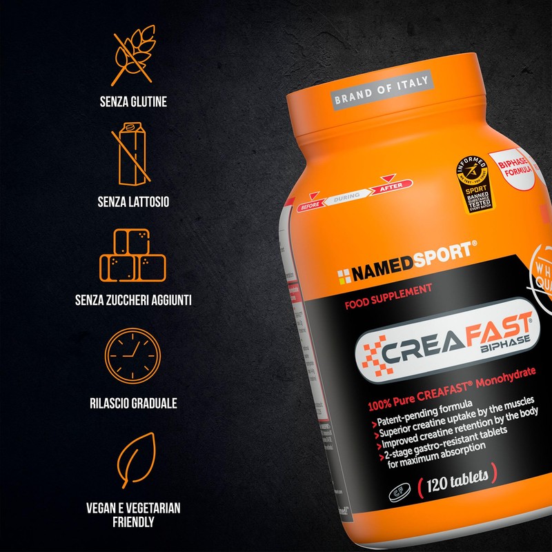NAMEDSPORT Creafast 120 Compresse | Creatina Monoidrato per Performance e