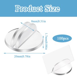 FDJZXW Place Card Holder, Pack of 100, Menu Card Holder, White Transparent Card Stand, Name Card Stand for Photos, Business Cards, Menus, Playing Cards (Diameter 20 mm)