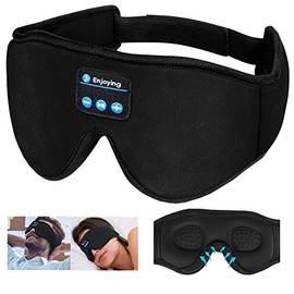 Antifaz para dormir, Auriculares de Diadema con Bluetooth para Dormir, Auriculares para Dormir, Aliviar la Tensión Ocular, Meditación, Ajustable, Lavable, Oficina, para Hombres y Mujeres(Negro)