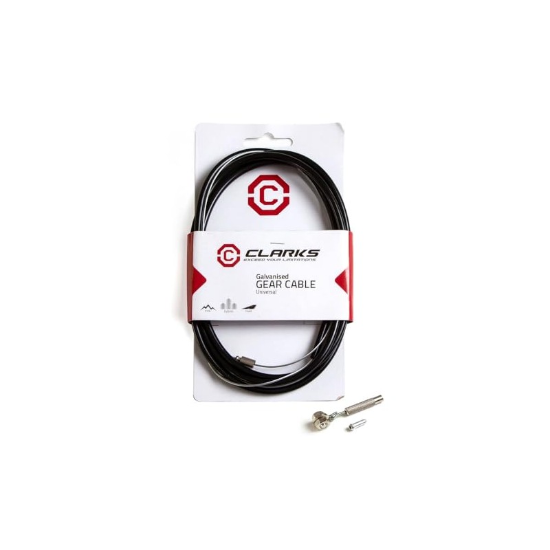 Clarks Cycle Systems Galvanised Steel Gear Cable Kit, Black, Compatible