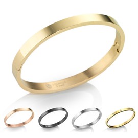 inSCINTILLE Women's Stainless Steel Gold / Silver / Black Rigid Bracelet Height 4/6/8 mm in Gift Box, Stainless Steel