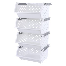 Jekiyo 4-Pack Plastic Stackable Organizer Basket, Stacking Storage Baskets