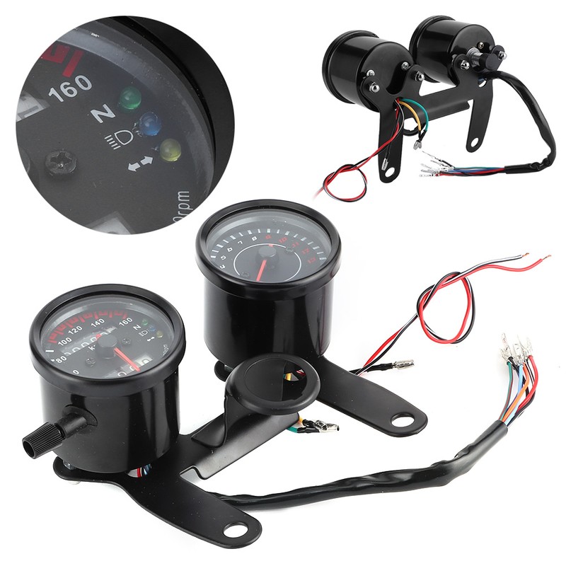 Universal Motorcycle LED Odometer Meter Tachometer Gauge Speedometer Instrument 12V