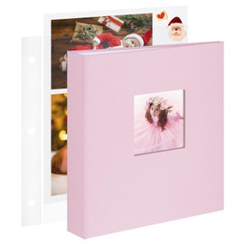 1DOT2 8.5x11 Inch Large 3 Ring DIY Scrapbook Photo Album with 30 Plastic Sleeves 60 Pages Blank Scrapbooks, 8.5 x 11 Scrap Book Albums for Baby Travel Wedding Graduation kids (Pink Cover/White Pages)