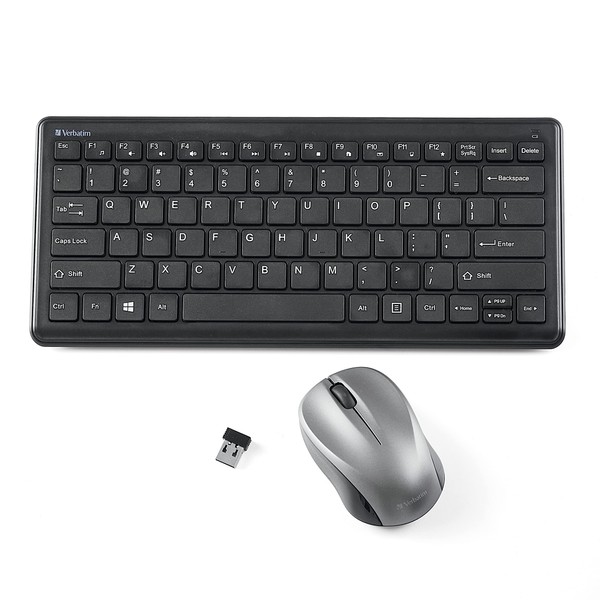 Verbatim Wireless Keyboard and Mouse Combo Compact Silent 2.4GHz Lag-Free