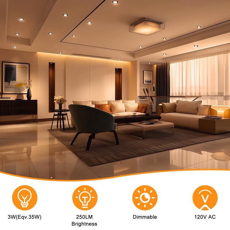 YGS-Tech 2 Inch LED Recessed Lighting, Dimmable Downlight 3W(35W Halogen