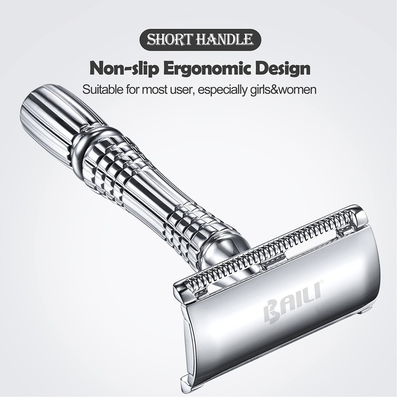 BAILI Double Edge Safety Razor Rust-proof Reusable Manual Stainless DE