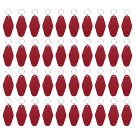 uxcell 40pcs Hotel Keychains Blank, Vintage Plastic Rhombus Motel Keychains Hotel Key Tags Key Rings for DIY Keychains Luggage Labels Tags, Dark Red