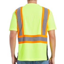ArcRidge Reflective Safety Shirt for Men and Women - Class 2 High Visibility Construction Shirt - Dual Tone Reflective Strips (Yellow, 4X-Large)
