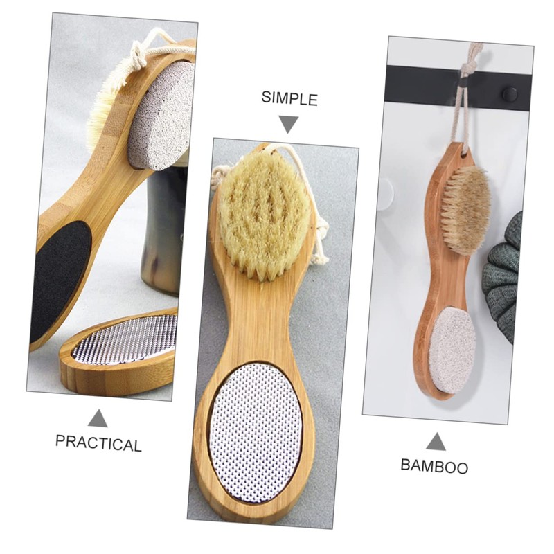 FRCOLOR Bamboo Material Foot Scraper Dead Skin Remover Foot File