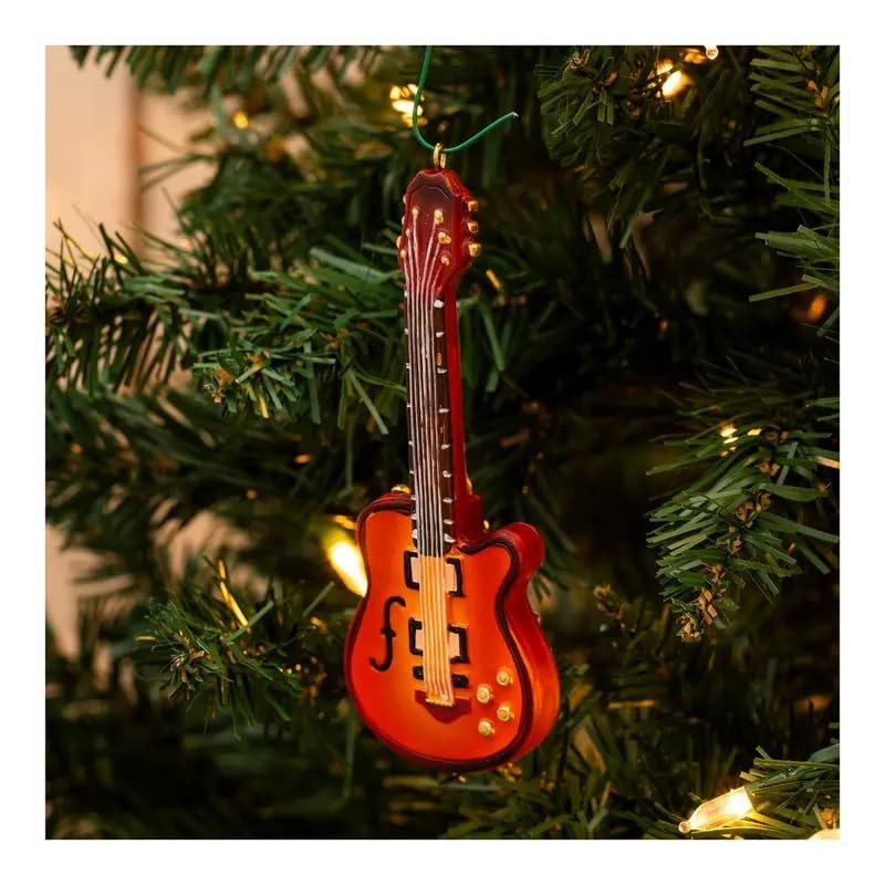 Orange Guitar Resin Christmas Tree Ornament