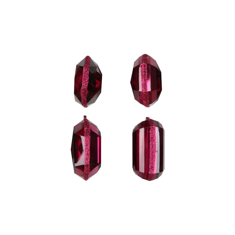 Vickerman 4-5" Burgundy Jewel Glitter Ornament Assorted, Includes 4 Pieces